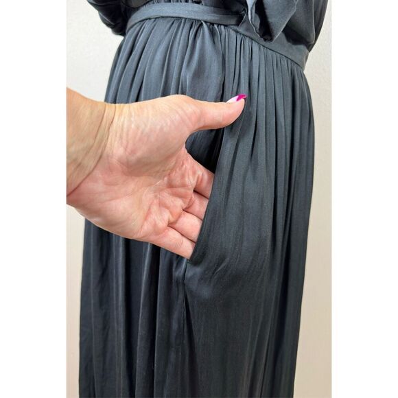 Scotch & Soda Maison Scotch Clubhouse Royals Black Midi True Wrap Over Dress PS - Picture 4 of 13